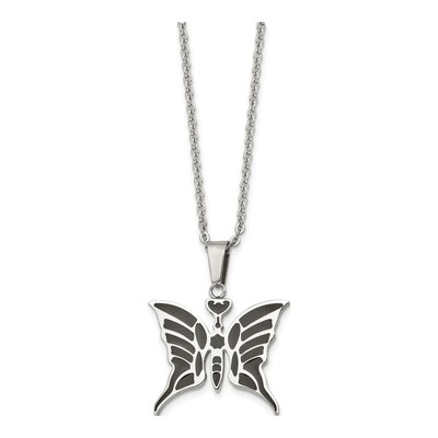 Stainless Steel Enamel Butterfly Pendant Necklace – view 4