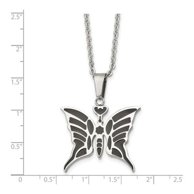 Stainless Steel Enamel Butterfly Pendant Necklace – view 6