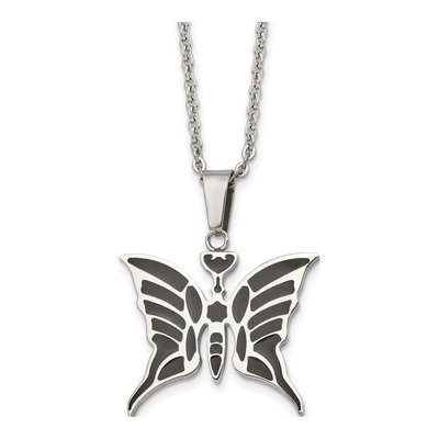 Stainless Steel Enamel Butterfly Pendant Necklace