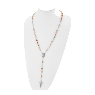 Stainless Steel Agate Rosary Necklace – view 5