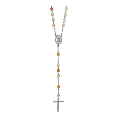 Stainless Steel Agate Rosary Necklace