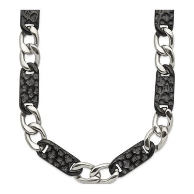 Men's Black Stainless Steel 9mm Link Chain
