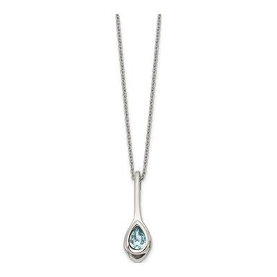 Stainless Steel Blue Glass Teardrop Pendant Necklace – view 4