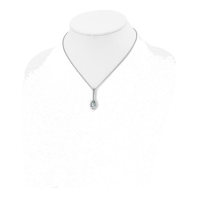 Stainless Steel Blue Glass Teardrop Pendant Necklace – view 5