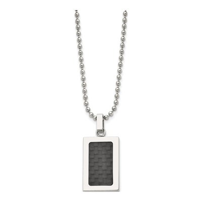 Stainless Steel Carbon Fiber Dog Tag Pendant Necklace – view 4