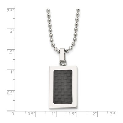 Stainless Steel Carbon Fiber Dog Tag Pendant Necklace – view 6