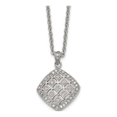 Stainless Steel CZ Clear Pendant Necklace