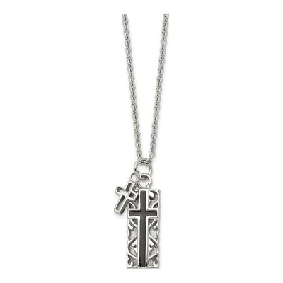 Black Stainless Steel Cross Pendant Necklace – view 4
