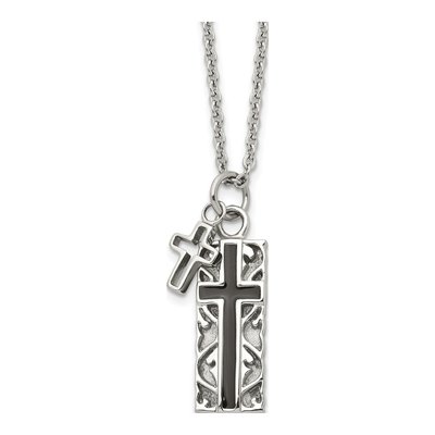 Black Stainless Steel Cross Pendant Necklace