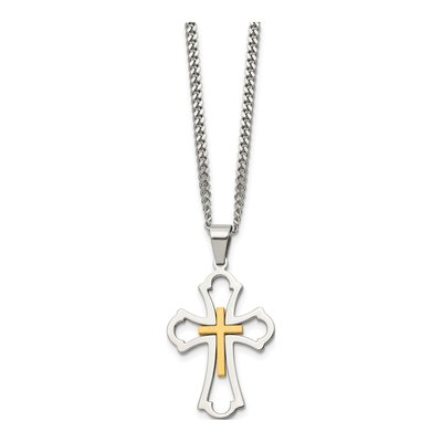 Stainless Steel IP Cross Pendant Necklace – view 4