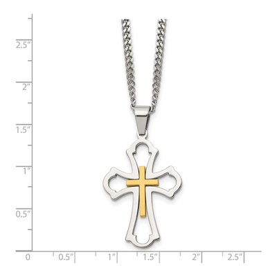 Stainless Steel IP Cross Pendant Necklace – view 6