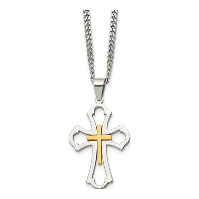 Stainless Steel IP Cross Pendant Necklace