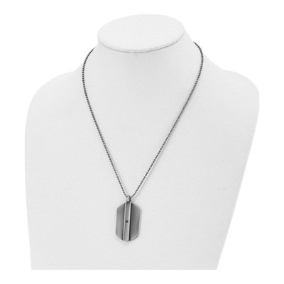 Stainless Steel CZ Dog Tag Pendant Necklace – view 5