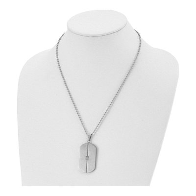 Stainless Steel CZ Dog Tag Pendant Necklace – view 5