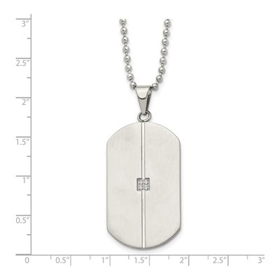 Stainless Steel CZ Dog Tag Pendant Necklace – view 6