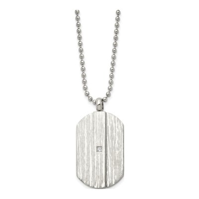 Stainless Steel CZ Dog Tag Pendant Necklace – view 4