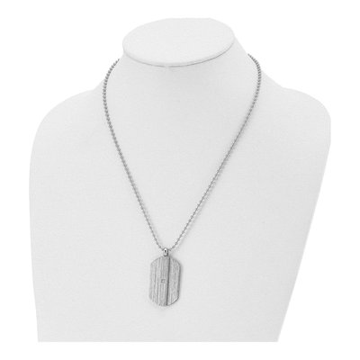 Stainless Steel CZ Dog Tag Pendant Necklace – view 5