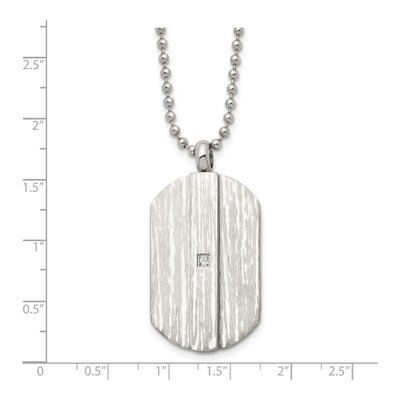 Stainless Steel CZ Dog Tag Pendant Necklace – view 6