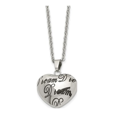 Stainless Steel Enameled Dream Heart Pendant Necklace