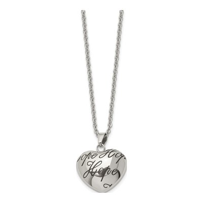Stainless Steel HOPE Heart Pendant Necklace – view 4