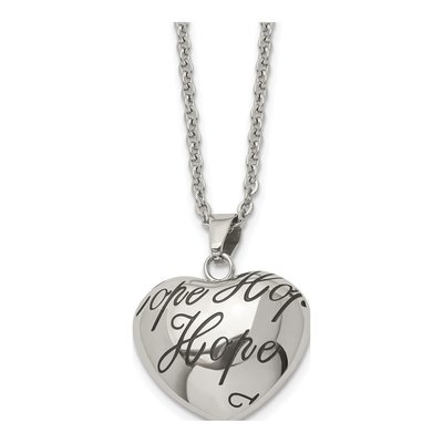 Stainless Steel HOPE Heart Pendant Necklace