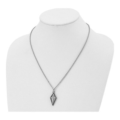 Black Stainless Steel CZ Cross Pendant Necklace – view 5