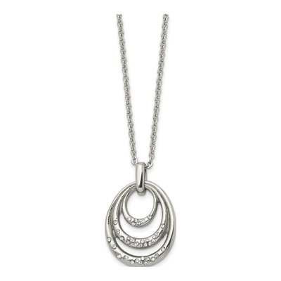 Stainless Steel CZ Multi Circle Pendant Necklace – view 4