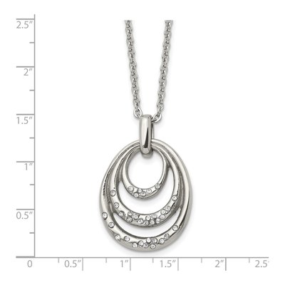 Stainless Steel CZ Multi Circle Pendant Necklace – view 5