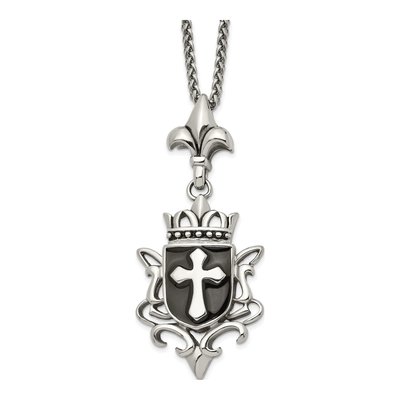 Stainless Steel Enamel Cross Pendant Necklace