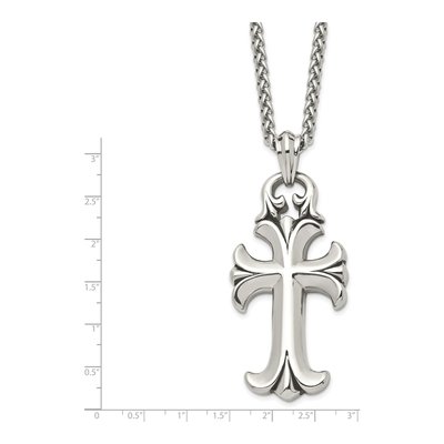 Stainless Steel Cross Spiga Pendant Necklace – view 4