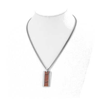 Stainless Steel Koa Wood Dog Tag Pendant Necklace – view 5