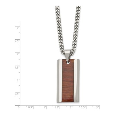 Stainless Steel Koa Wood Dog Tag Pendant Necklace – view 4