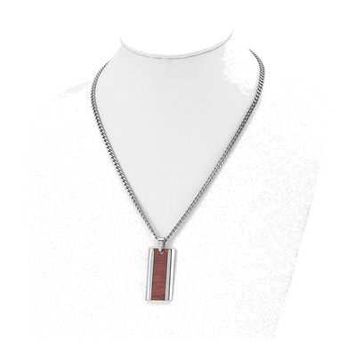 Stainless Steel Koa Wood Dog Tag Pendant Necklace – view 5