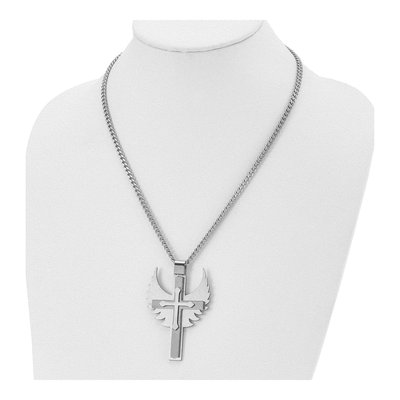 Stainless Steel Cross Wings Pendant Necklace – view 5