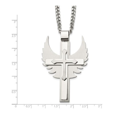 Stainless Steel Cross Wings Pendant Necklace – view 6