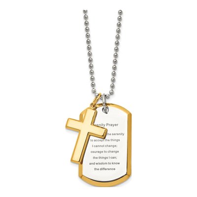 Stainless Steel Cross Dog Tag Pendant Necklace – view 4