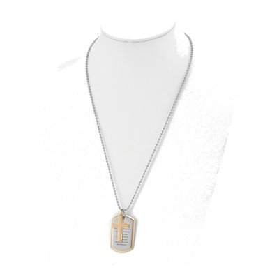Stainless Steel Cross Dog Tag Pendant Necklace – view 5