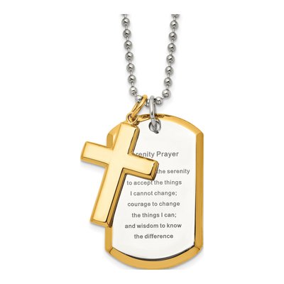 Stainless Steel Cross Dog Tag Pendant Necklace