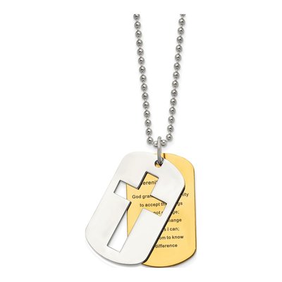 Stainless Steel Cross Dog Tag Pendant Necklace – view 4