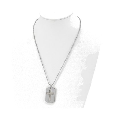 Stainless Steel Cross Dog Tag Pendant Necklace – view 5