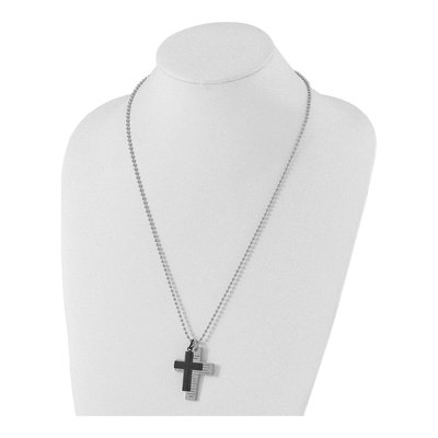 Black Stainless Steel Lord's Prayer Cross Pendant Necklace – view 5