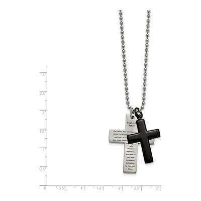 Black Stainless Steel Lord's Prayer Cross Pendant Necklace – view 6