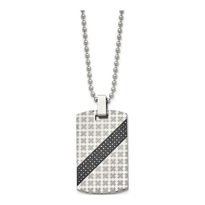 Stainless Steel 1/2 ct tw Diamond Dog Tag Pendant Necklace – view 4