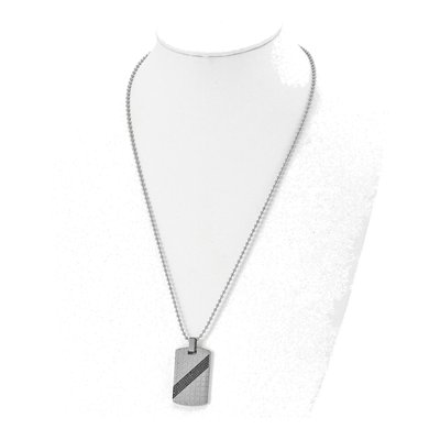 Stainless Steel 1/2 ct tw Diamond Dog Tag Pendant Necklace – view 5