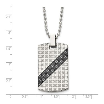 Stainless Steel 1/2 ct tw Diamond Dog Tag Pendant Necklace – view 6