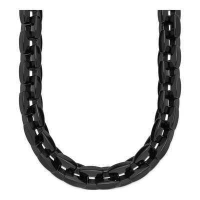 Men's Black Stainless Steel 11mm Link Chain