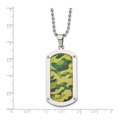 Stainless Steel Camo Dog Tag Pendant Necklace – view 4