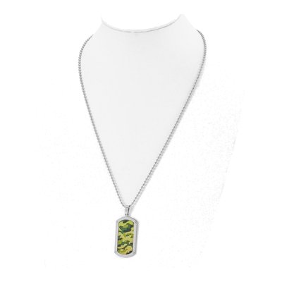 Stainless Steel Camo Dog Tag Pendant Necklace – view 5