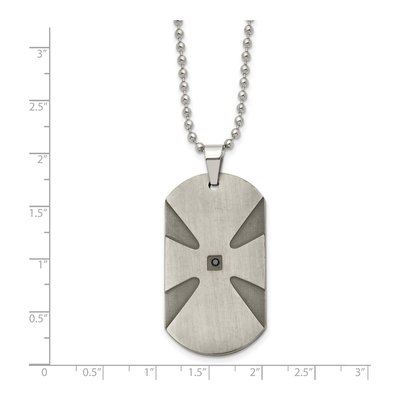 Stainless Steel Diamond Dog Tag Pendant Necklace – view 4