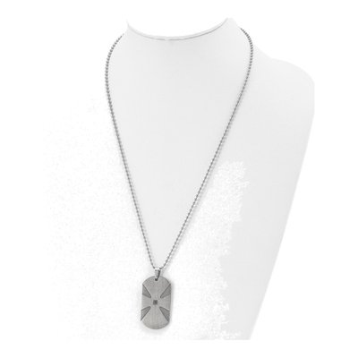 Stainless Steel Diamond Dog Tag Pendant Necklace – view 5